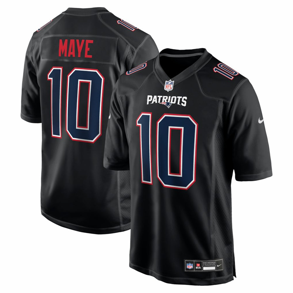 Drake Maye New England Patriots Fashion Game Jersey Carbon Black | Nike for Sale