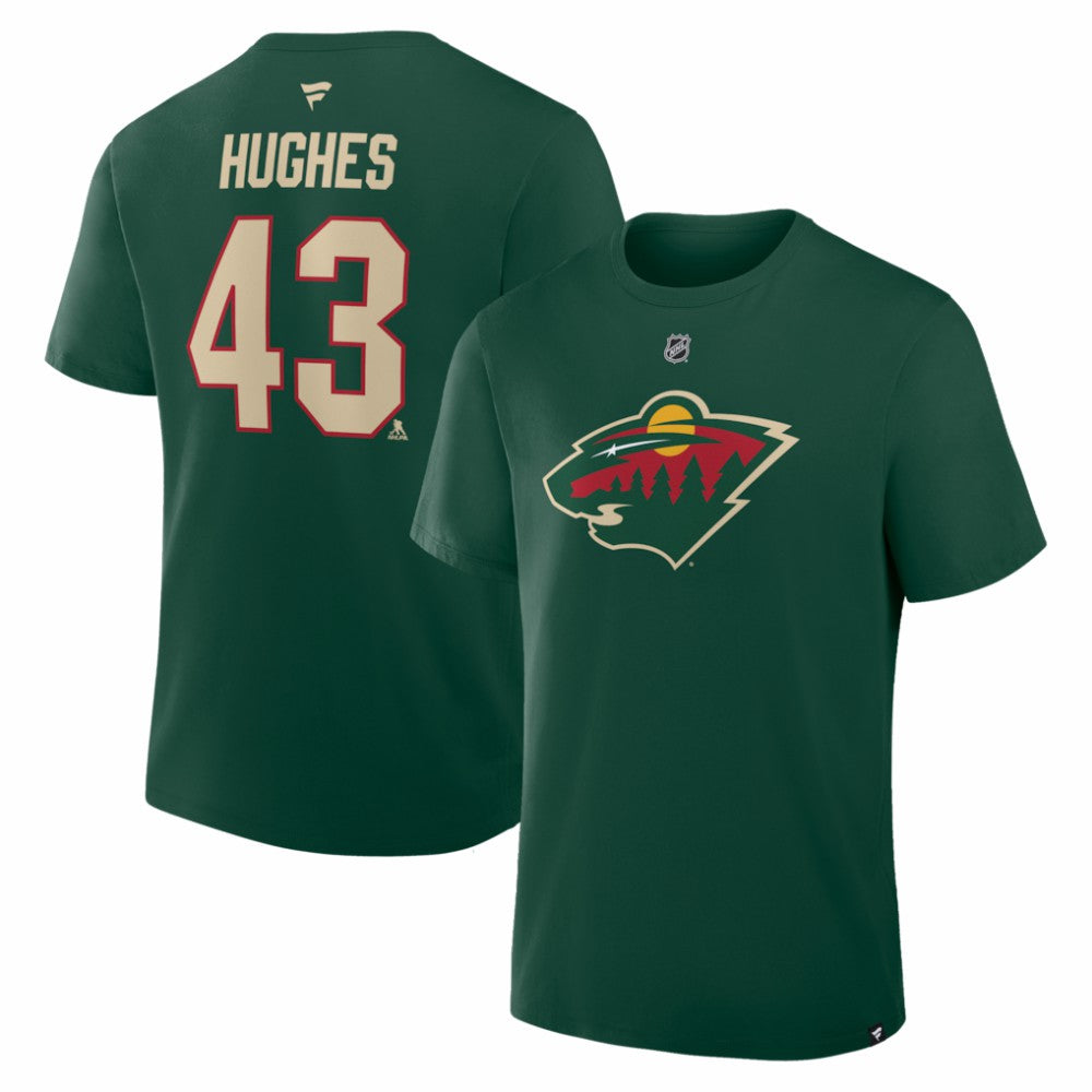 Quinn Hughes Minnesota Wild Fanatics Authentic Stack Name & Number T-Shirt - Green - NHL