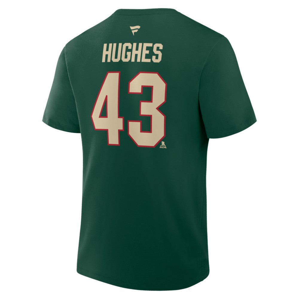Quinn Hughes Minnesota Wild Fanatics Authentic Stack Name & Number T-Shirt - Green - NHL