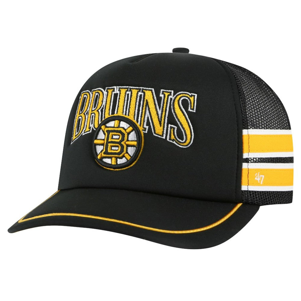 Boston Bruins '47 Sideband Stripes Trucker Snapback Hat - Black - NHL