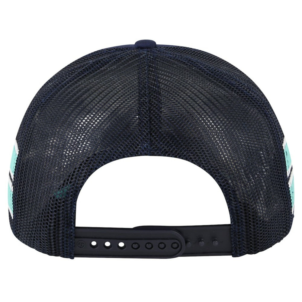 Seattle Kraken '47 Sideband Stripes Trucker Snapback Hat - Deep Sea Blue - NHL
