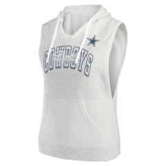 Dallas Cowboys Women's Lounge Script Sleeveless V-Neck Pullover Hoodie Oatmeal | Fanatics