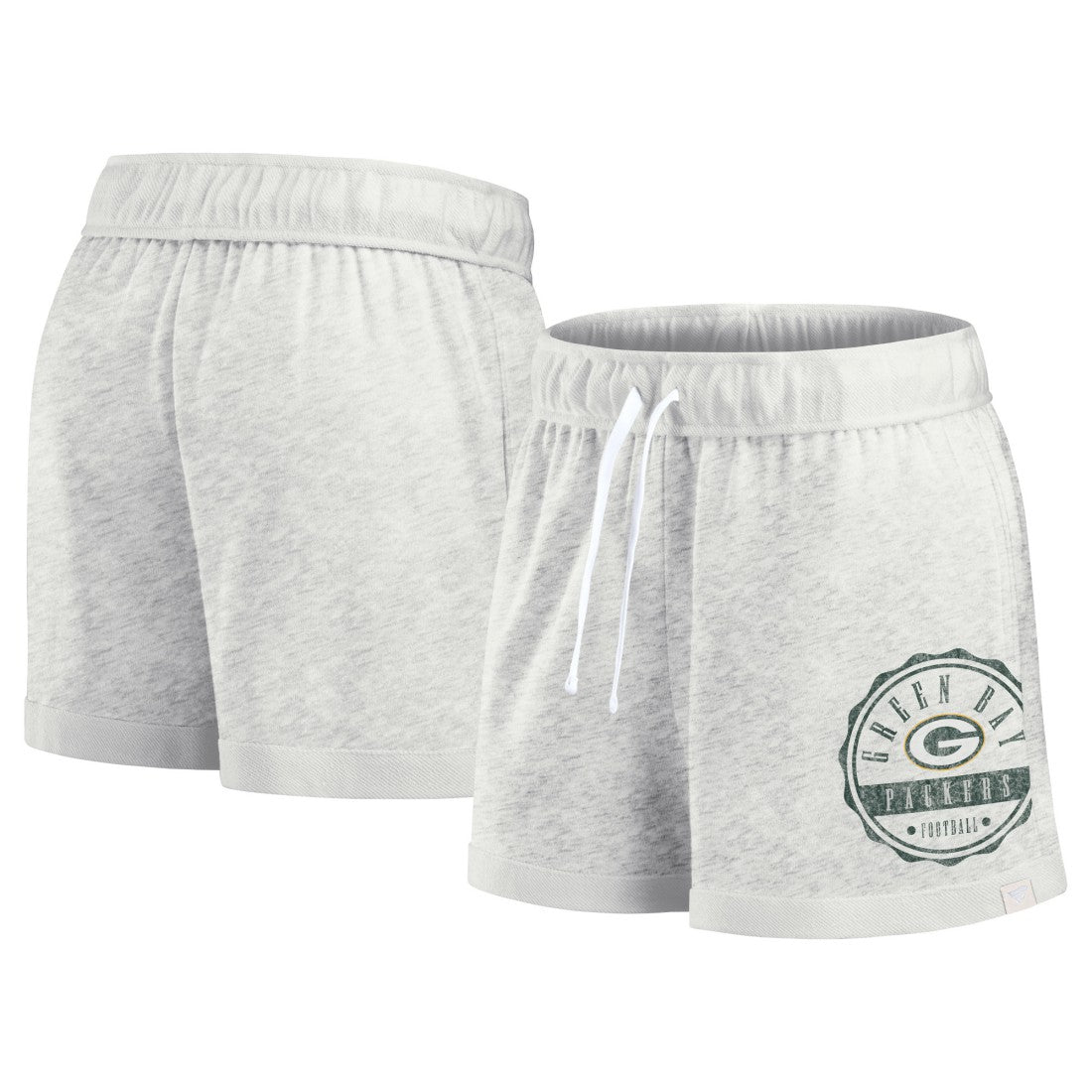 Green Bay Packers Women's Vintage Badge Shorts Oatmeal | Fanatics