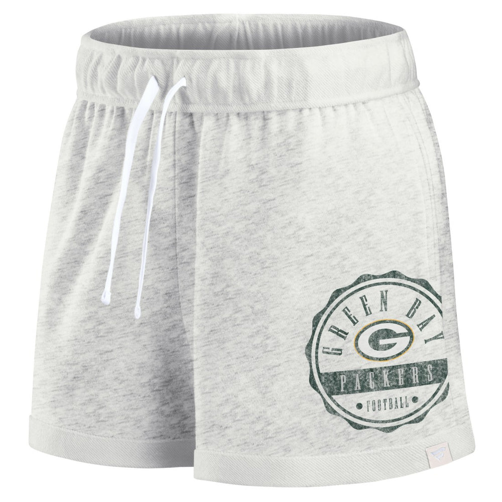 Green Bay Packers Women's Vintage Badge Shorts Oatmeal | Fanatics