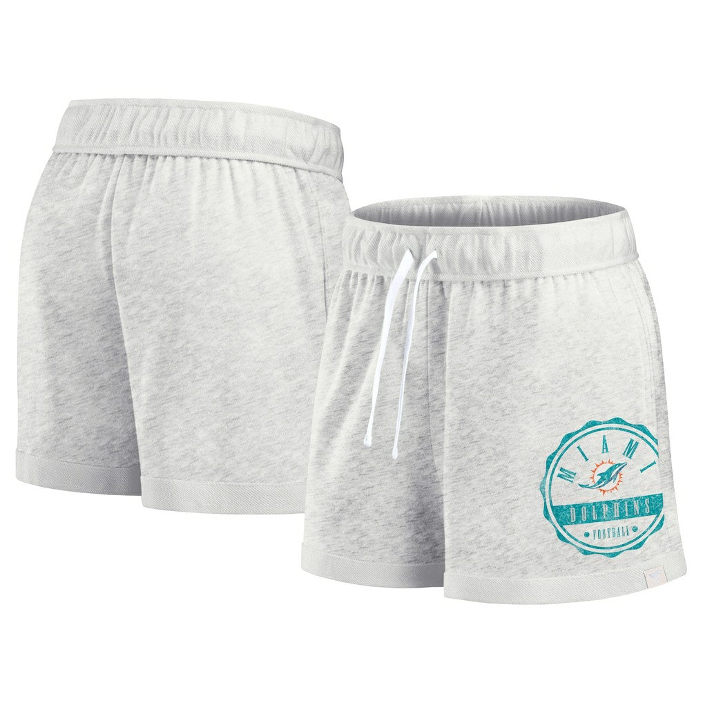 Miami Dolphins Women's Vintage Badge Shorts Oatmeal | Fanatics