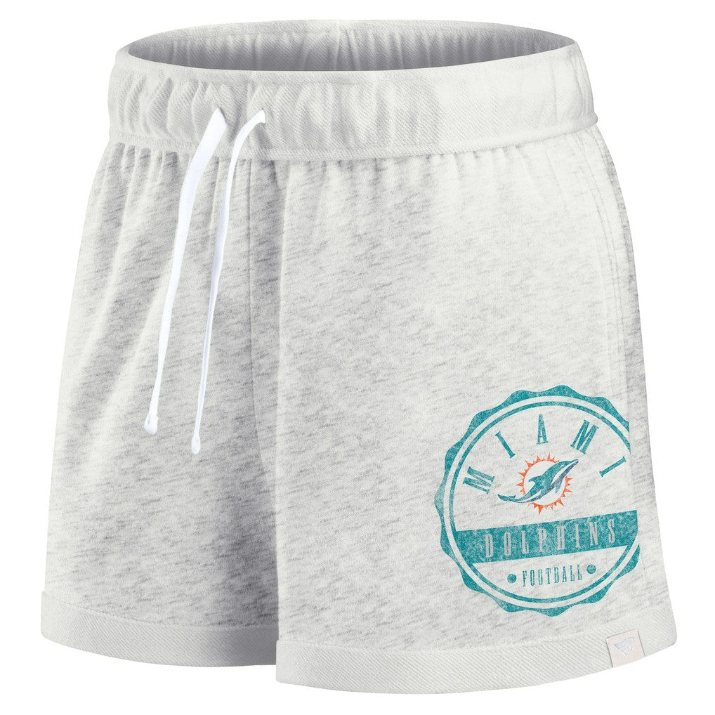 Miami Dolphins Women's Vintage Badge Shorts Oatmeal | Fanatics
