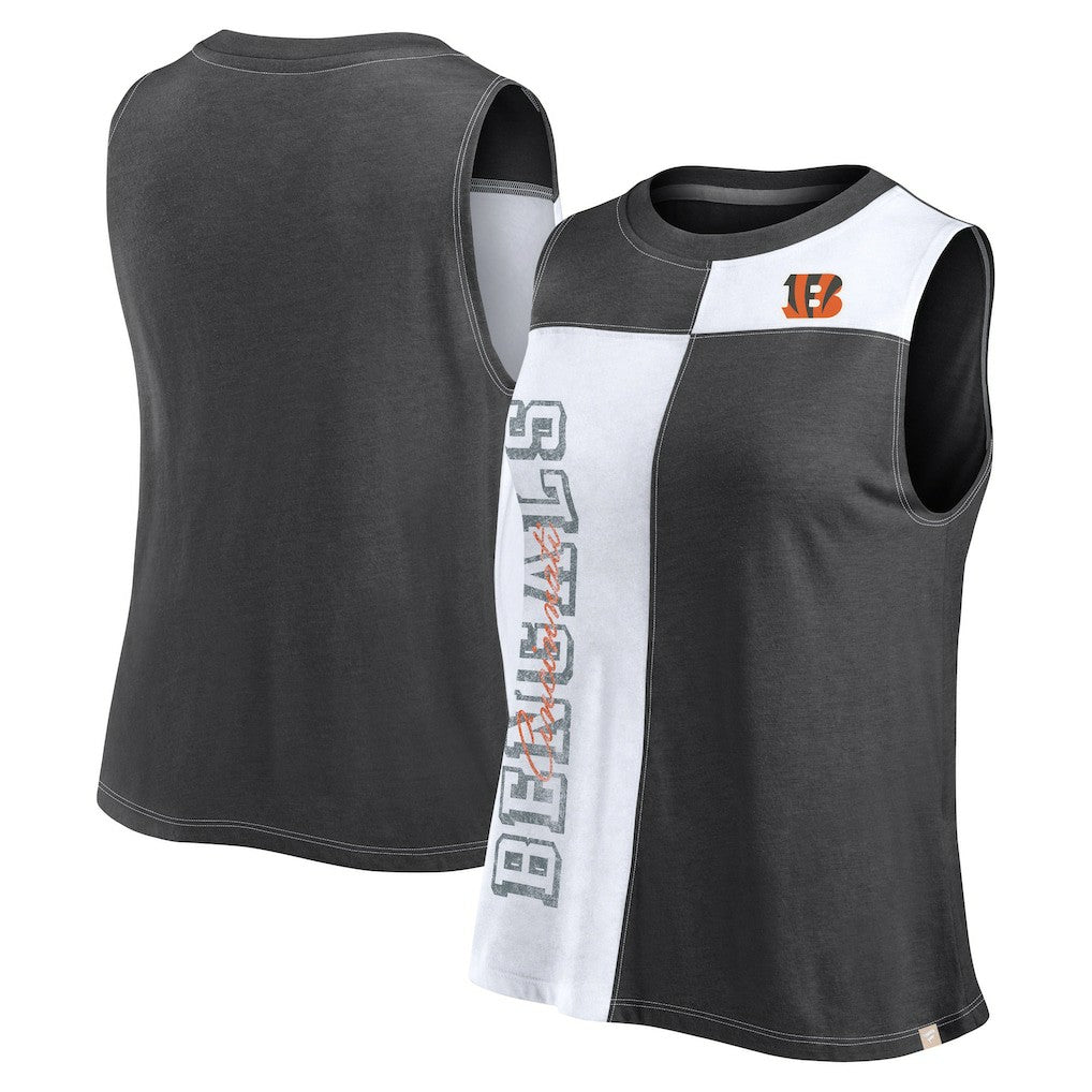 Cincinnati Bengals FanaticsWomen's Script Color Block Tank Top Black/White | Fanatics