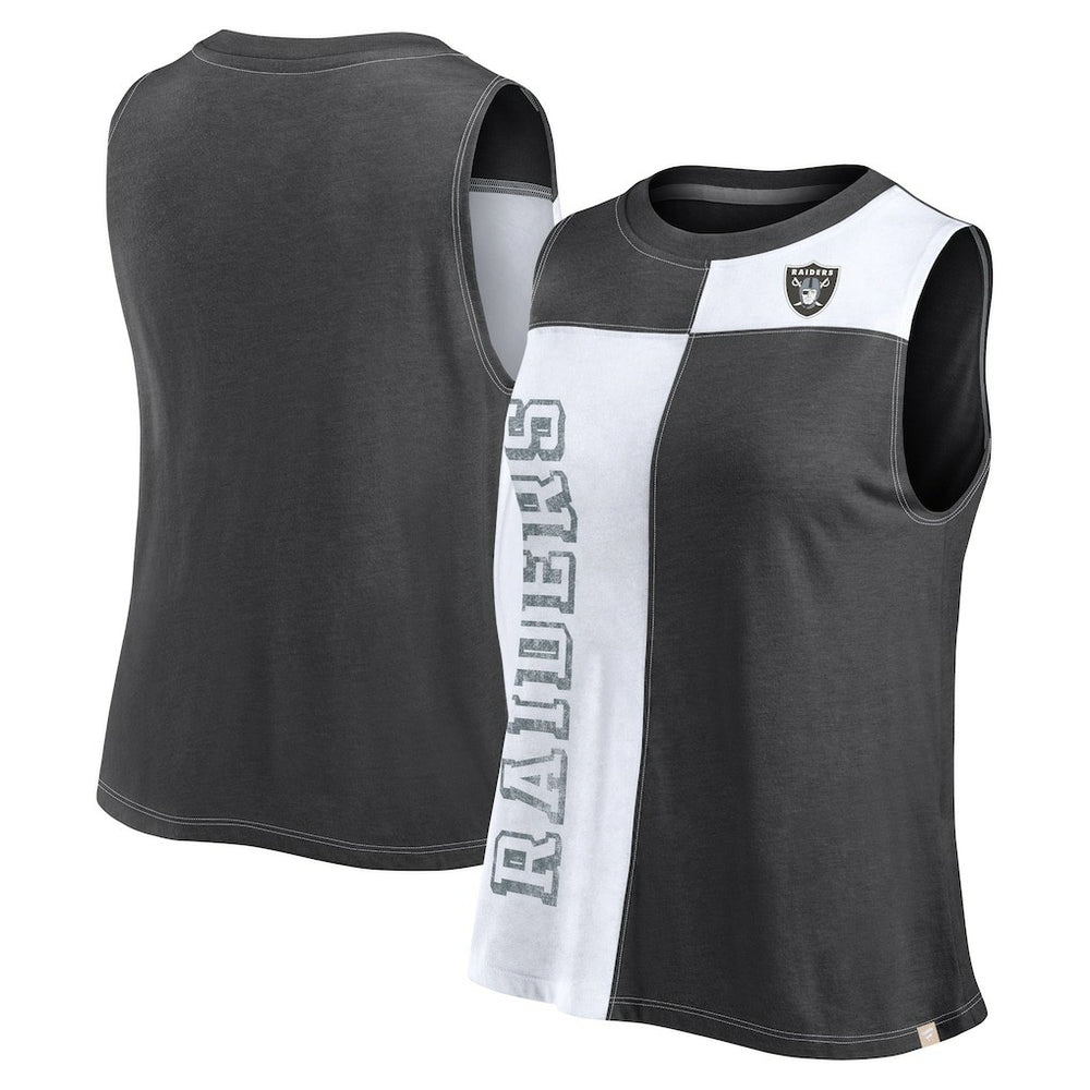 Las Vegas Raiders FanaticsWomen's Script Color Block Tank Top Black/White | Fanatics