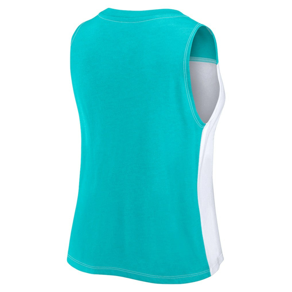 Miami Dolphins FanaticsWomen's Script Color Block Tank Top Aqua/White | Fanatics