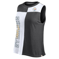 Pittsburgh Steelers FanaticsWomen's Script Color Block Tank Top Black/White | Fanatics