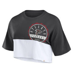 Atlanta Falcons Women's Boxy Color Split Cropped T-Shirt Black/White | Fanatics