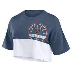 Chicago Bears Women's Boxy Color Split Cropped T-Shirt Navy/White | Fanatics