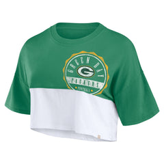 Green Bay Packers Women's Boxy Color Split Cropped T-Shirt Green/White | Fanatics