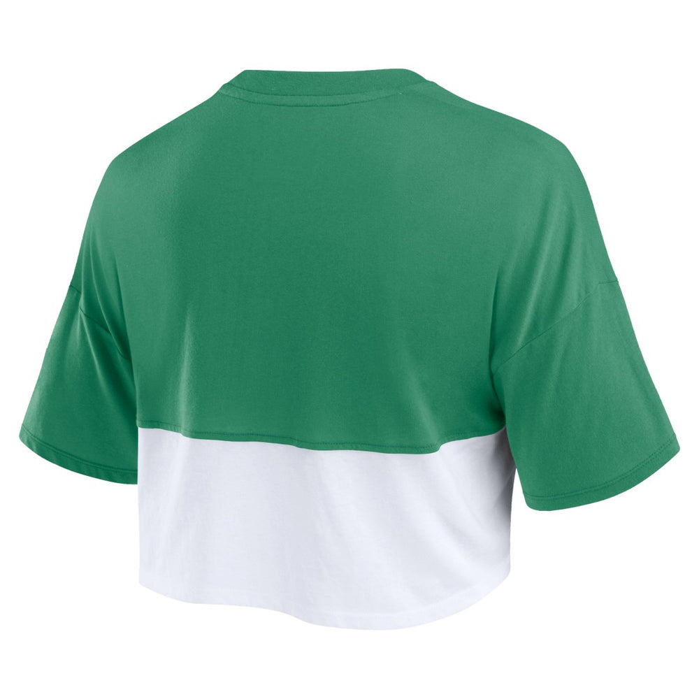 Green Bay Packers Women's Boxy Color Split Cropped T-Shirt Green/White | Fanatics