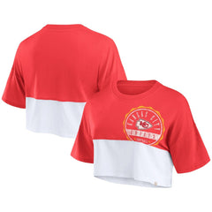 Kansas City Chiefs Women's Boxy Color Split Cropped T-Shirt Red/White | Fanatics