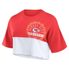 Kansas City Chiefs Women's Boxy Color Split Cropped T-Shirt Red/White | Fanatics