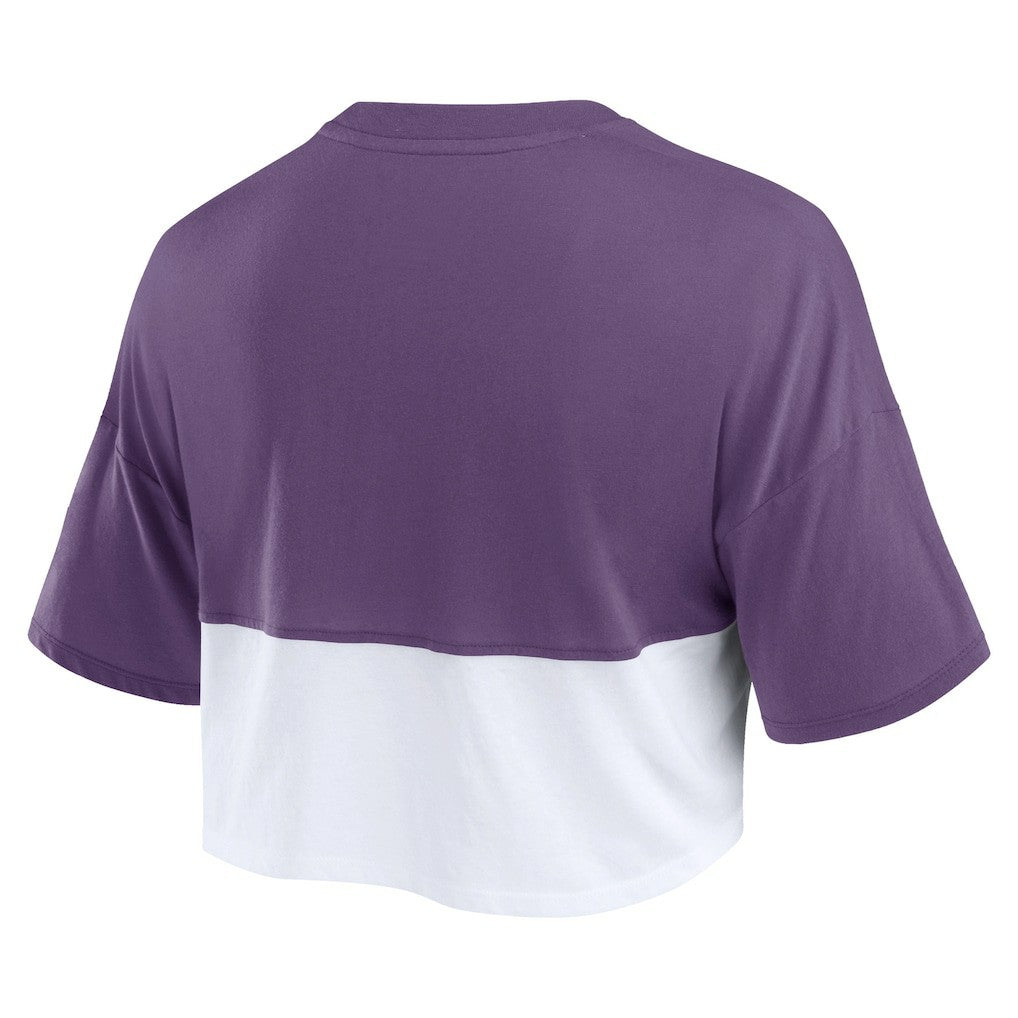 Minnesota Vikings Women's Boxy Color Split Cropped T-Shirt Purple/White | Fanatics