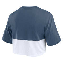 Seattle Seahawks Women's Boxy Color Split Cropped T-Shirt College Navy/White | Fanatics