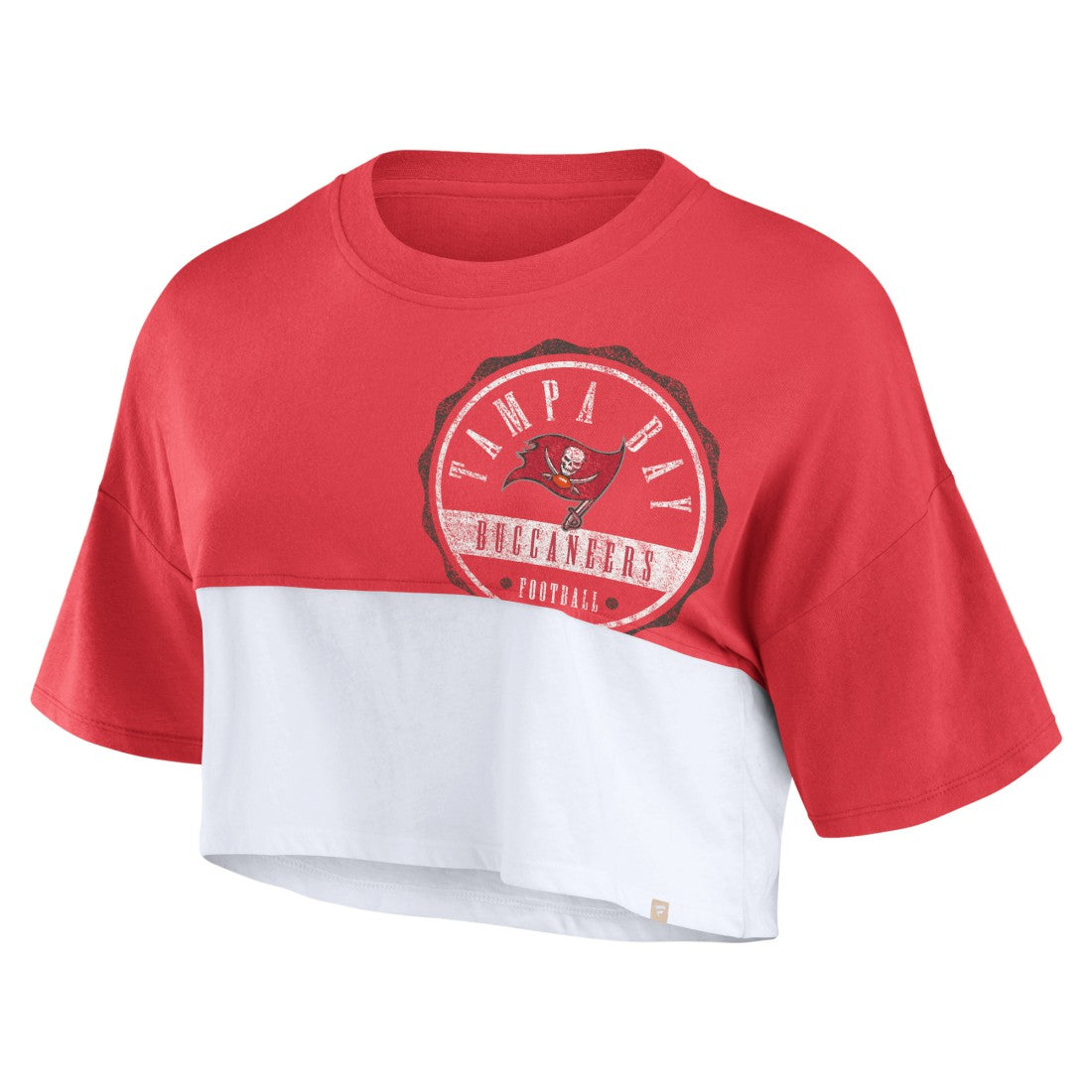 Tampa Bay Buccaneers Women's Boxy Color Split Cropped T-Shirt Red/White | Fanatics