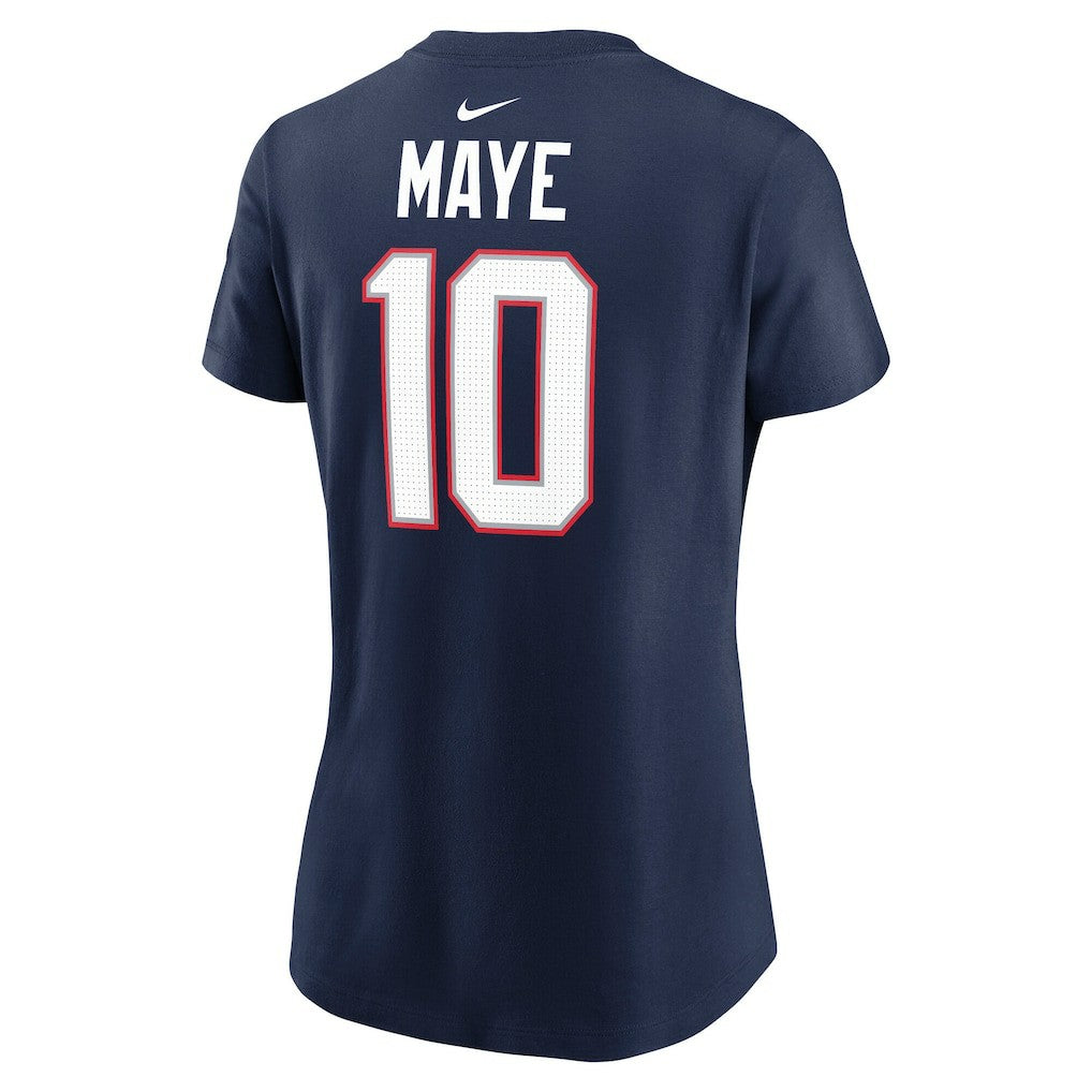 Drake Maye New England Patriots Women's Super Bowl LX Patch Name & Number T-Shirt Navy | Nike for Sale