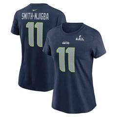 Jaxon Smith-Njigba Seattle Seahawks Women's Super Bowl LX Patch Name & Number T-Shirt College Navy | Nike for Sale