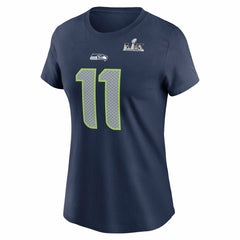 Jaxon Smith-Njigba Seattle Seahawks Women's Super Bowl LX Patch Name & Number T-Shirt College Navy | Nike for Sale