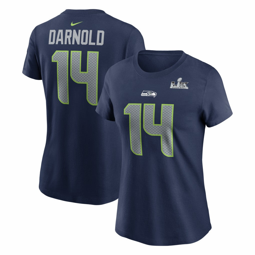 Sam Darnold Seattle Seahawks Women's Super Bowl LX Patch Name & Number T-Shirt College Navy | Nike for Sale