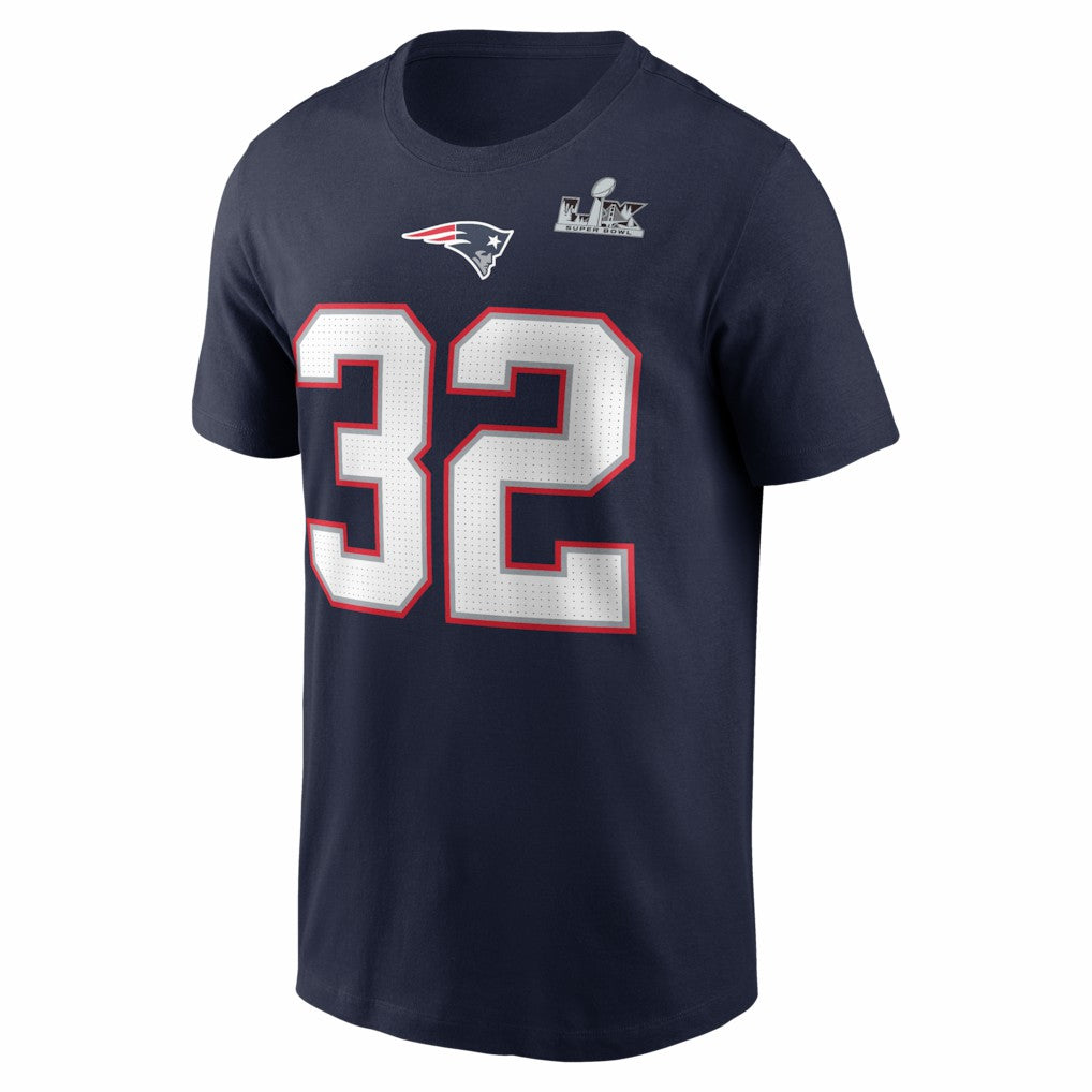 TreVeyon Henderson New England Patriots Super Bowl LX Patch Name & Number T-Shirt Navy | Nike for Sale