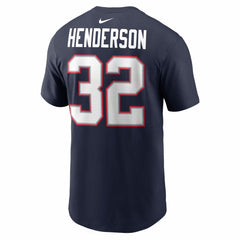 TreVeyon Henderson New England Patriots Super Bowl LX Patch Name & Number T-Shirt Navy | Nike for Sale