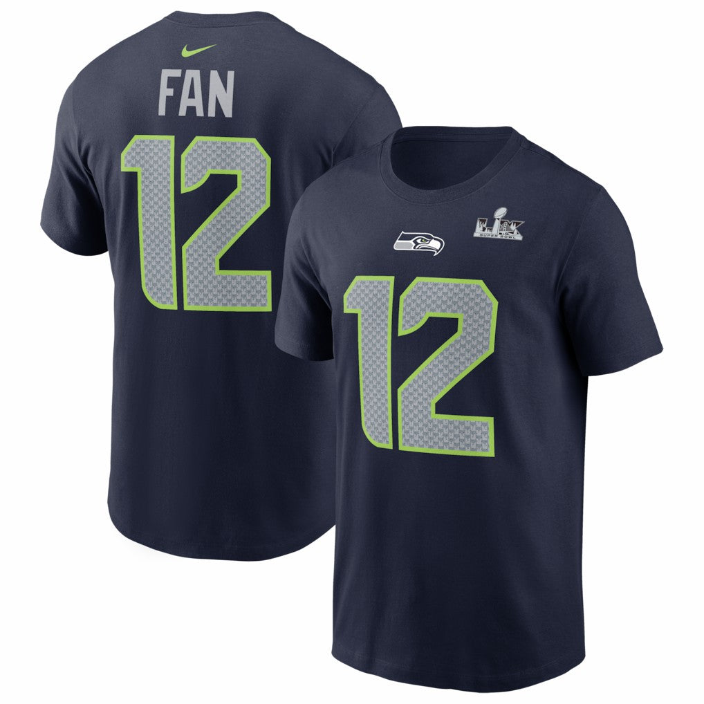 12s Seattle Seahawks Super Bowl LX Patch Name & Number T-Shirt College Navy | Nike for Sale