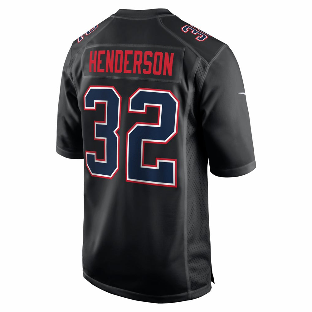 TreVeyon Henderson New England Patriots Super Bowl LX Patch Carbon Fashion Game Jersey Black | Nike for Sale