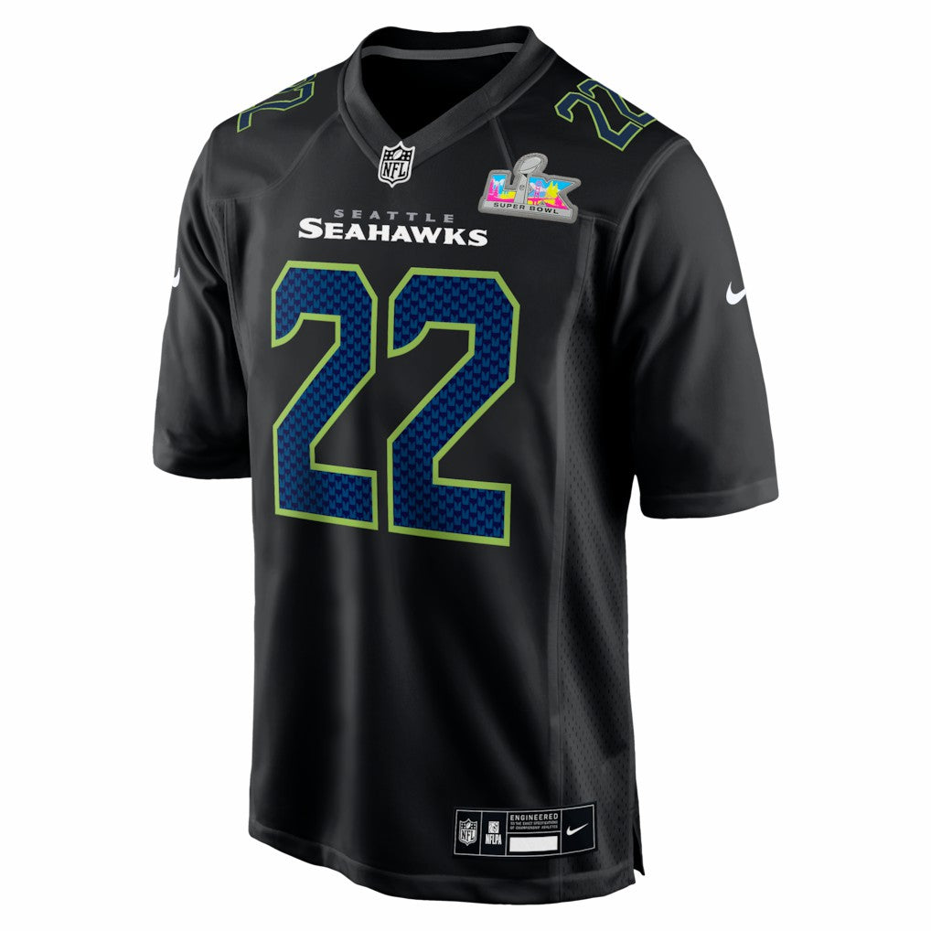 Rashid Shaheed Seattle Seahawks Super Bowl LX Patch Carbon Fashion Game Jersey Black | Nike for Sale