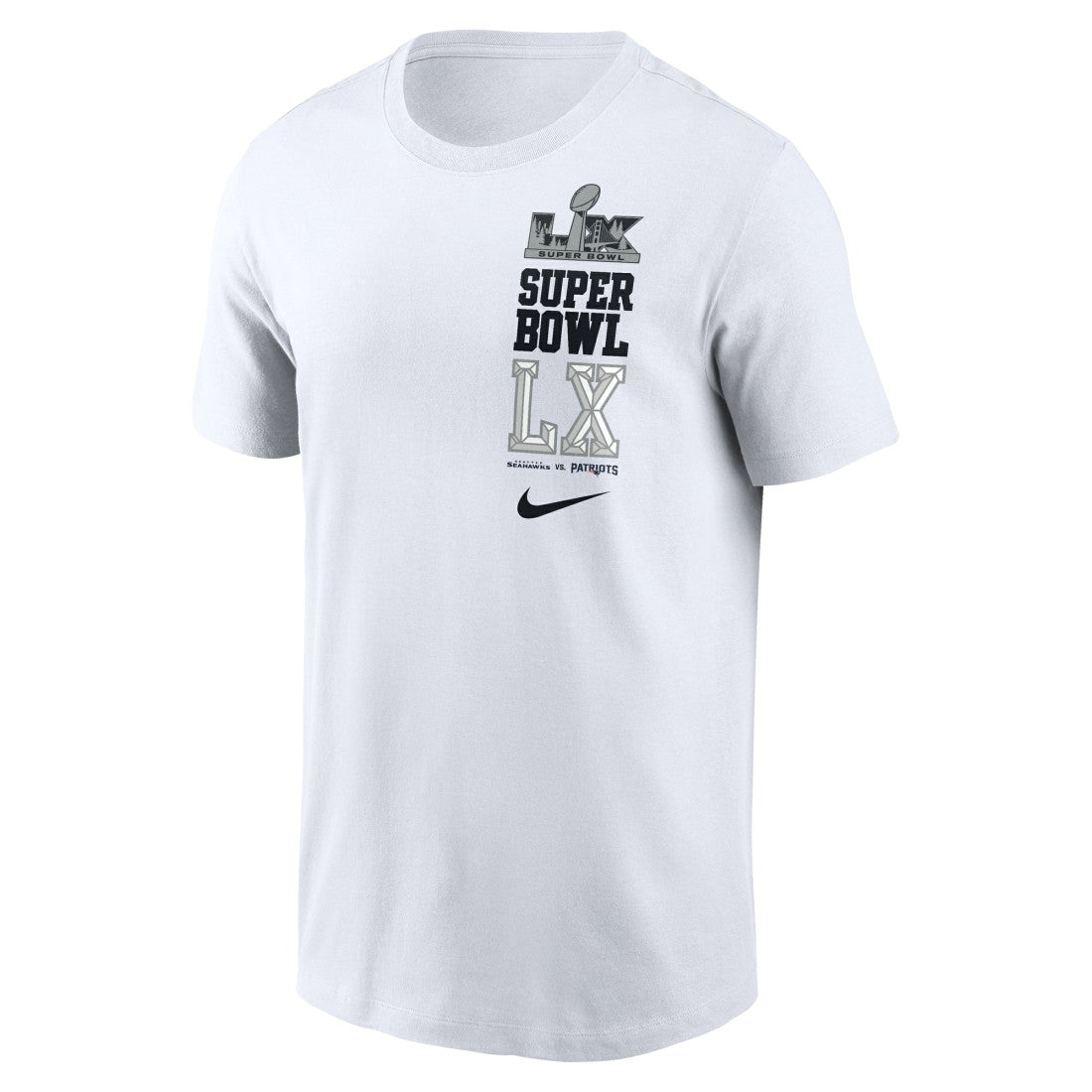 New England Patriots vs. Seattle Seahawks Super Bowl LX Dueling T-Shirt White | Nike for Sale