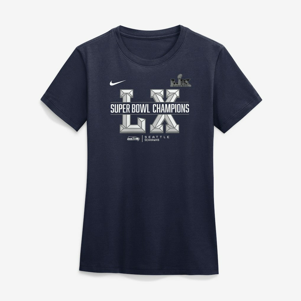 Seattle Seahawks Women's Super Bowl LX Champions Sacrifice T-Shirt College Navy | Nike for Sale
