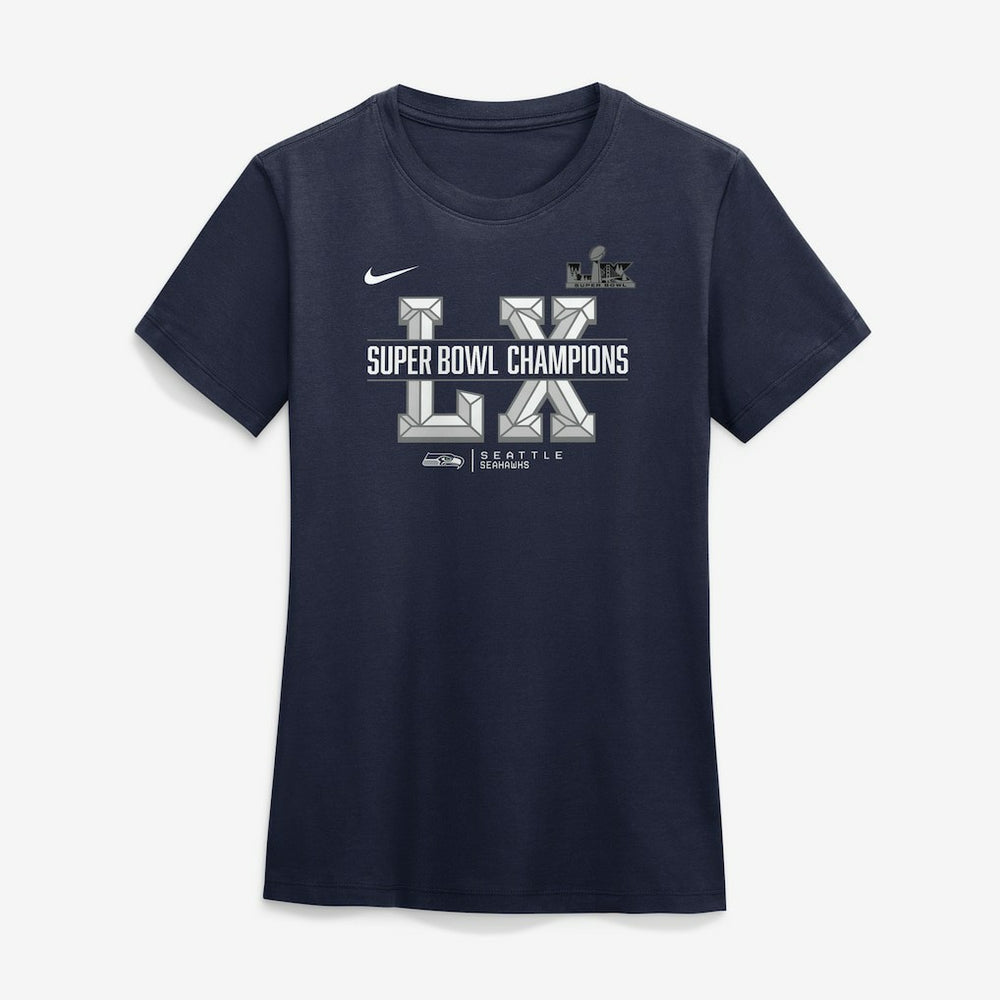 Seattle Seahawks Women's Super Bowl LX Champions Sacrifice T-Shirt College Navy | Nike for Sale