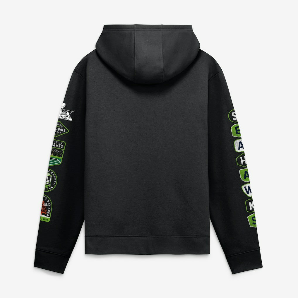 Seattle Seahawks Super Bowl LX Champions Banner Year Hoodie Black | Fanatics