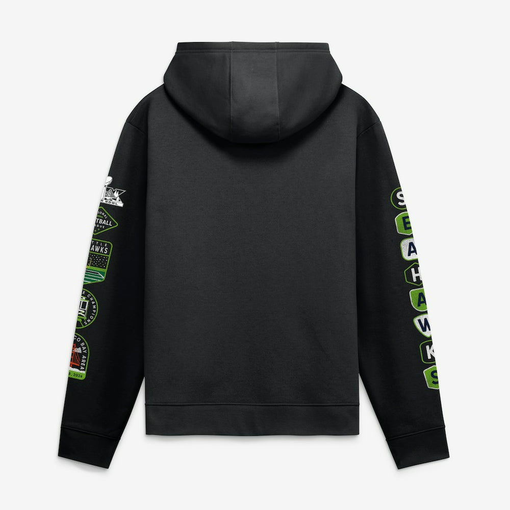 Seattle Seahawks Super Bowl LX Champions Banner Year Hoodie Black | Fanatics
