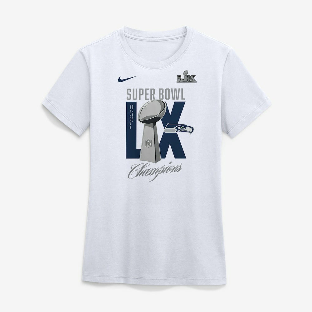 Seattle Seahawks Women's Super Bowl LX Champions Lombardi Trophy T-Shirt White | Nike for Sale