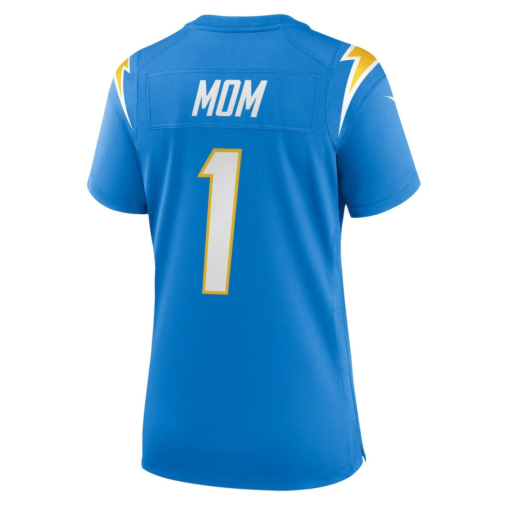 Number 1 Mom Los Angeles Chargers Women's Game Jersey Powder Blue | Nike for Sale