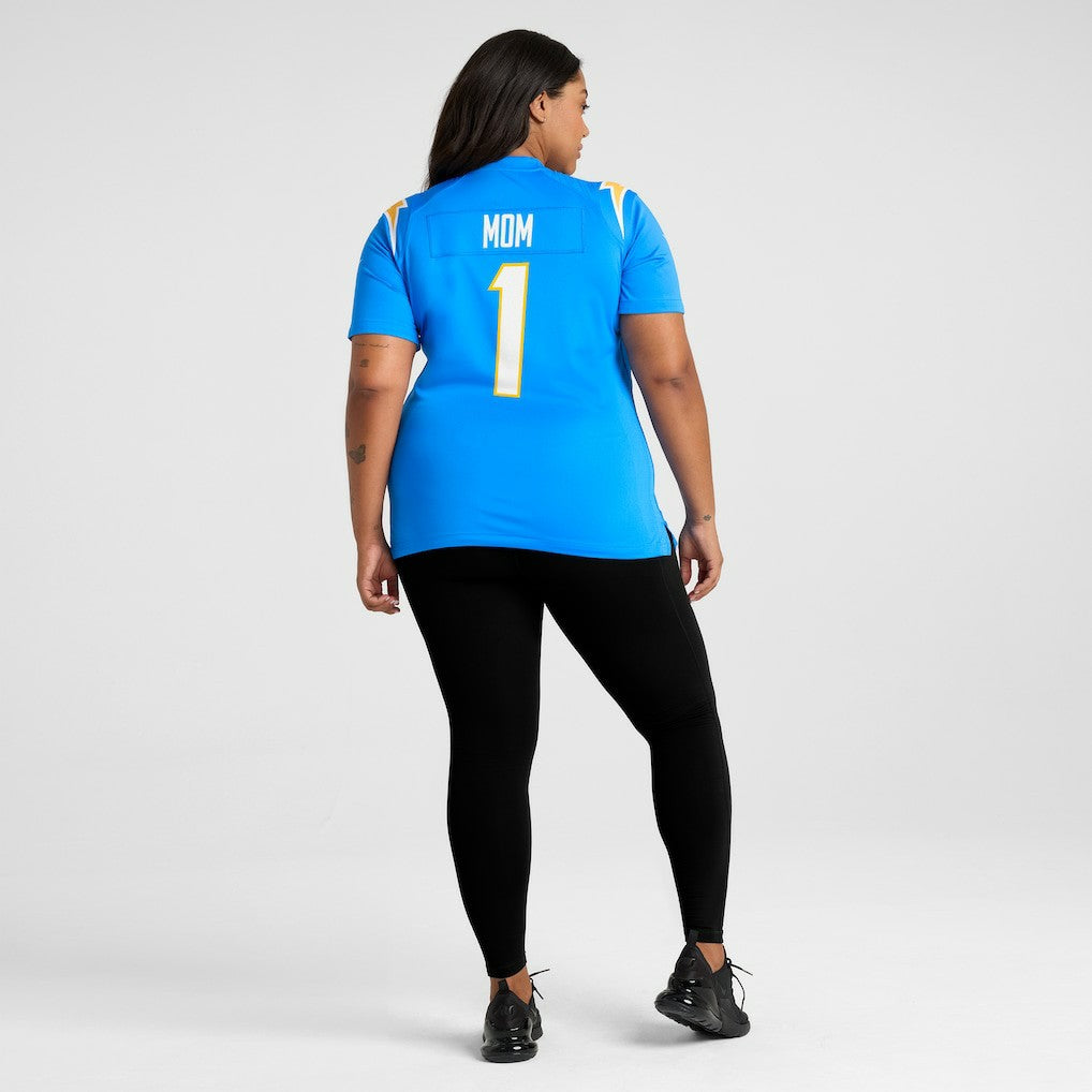 Number 1 Mom Los Angeles Chargers Women's Game Jersey Powder Blue | Nike for Sale