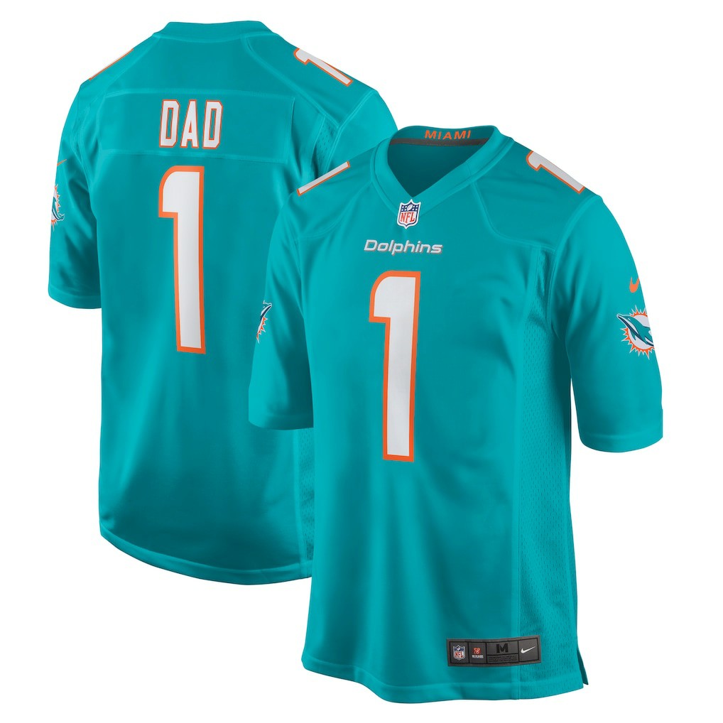 Number 1 Dad Miami Dolphins Game Jersey Aqua | Nike for Sale