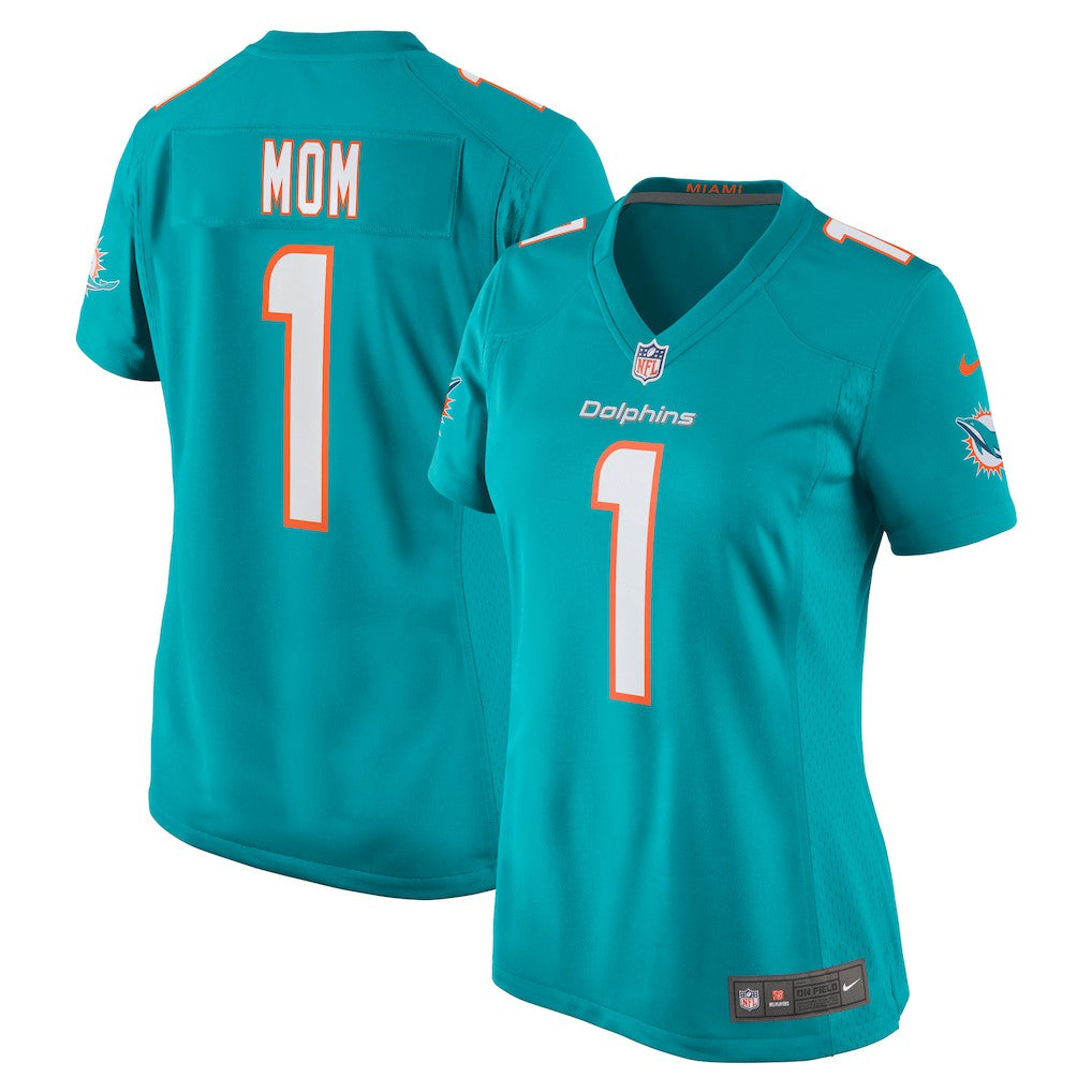 Number 1 Mom Miami Dolphins Women's Game Jersey Aqua | Nike for Sale