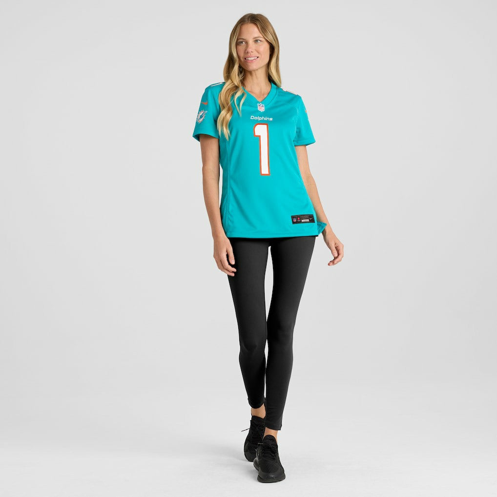 Number 1 Mom Miami Dolphins Women's Game Jersey Aqua | Nike for Sale