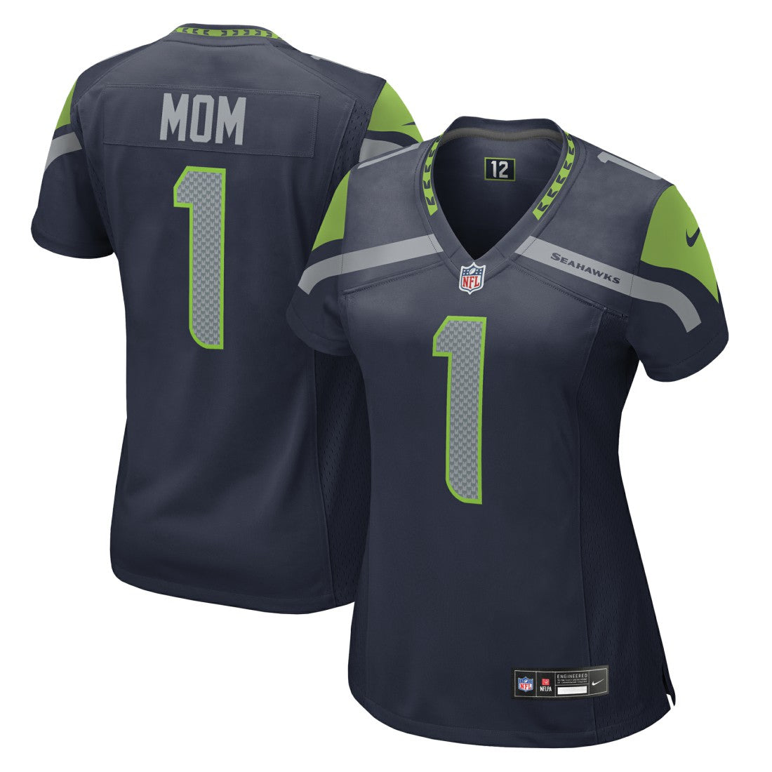 Number 1 Mom Seattle Seahawks Women's Game Jersey College Navy | Nike for Sale