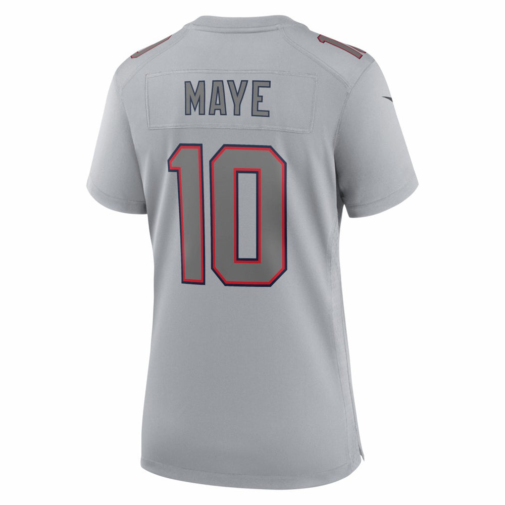 Drake Maye New England Patriots Women's Super Bowl LX Patch Atmosphere Fashion Game Jersey Silver | Nike for Sale