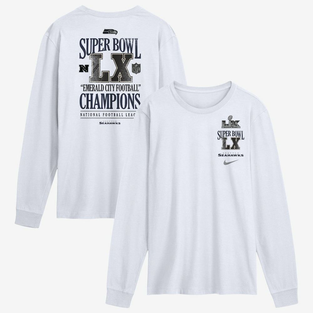 Seattle Seahawks Super Bowl LX Champions Long Ball Long Sleeve T-Shirt White | Nike for Sale