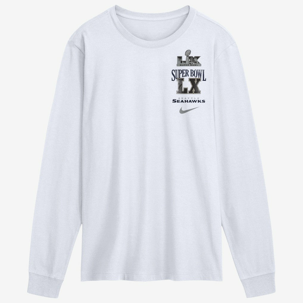 Seattle Seahawks Super Bowl LX Champions Long Ball Long Sleeve T-Shirt White | Nike for Sale