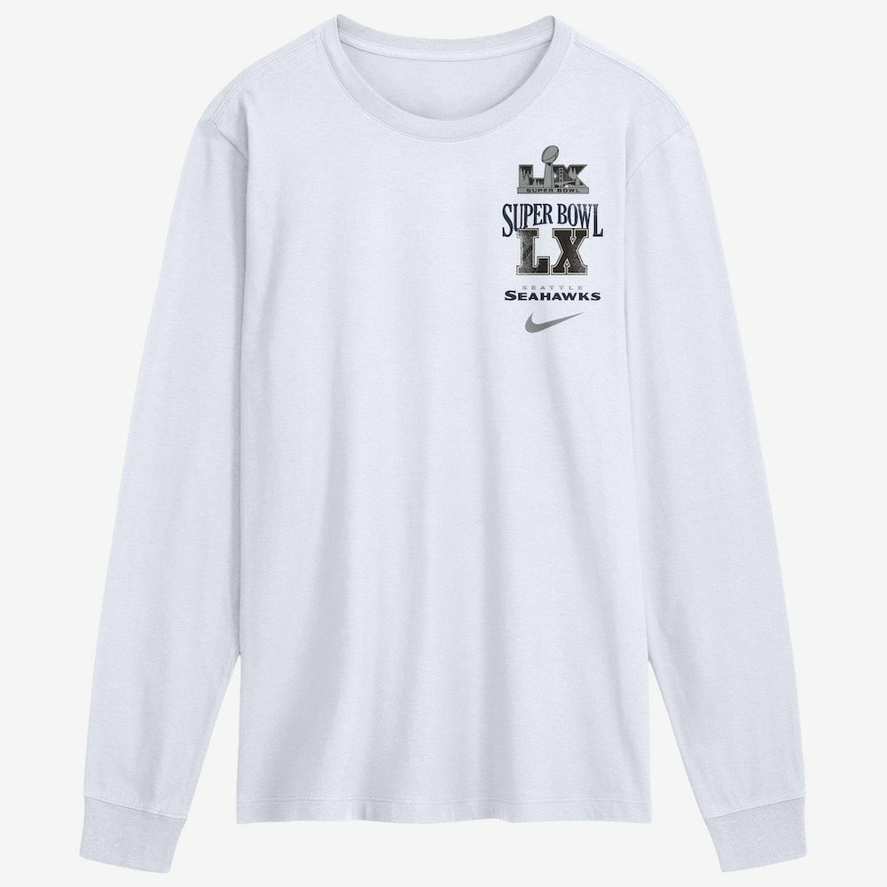 Seattle Seahawks Super Bowl LX Champions Long Ball Long Sleeve T-Shirt White | Nike for Sale