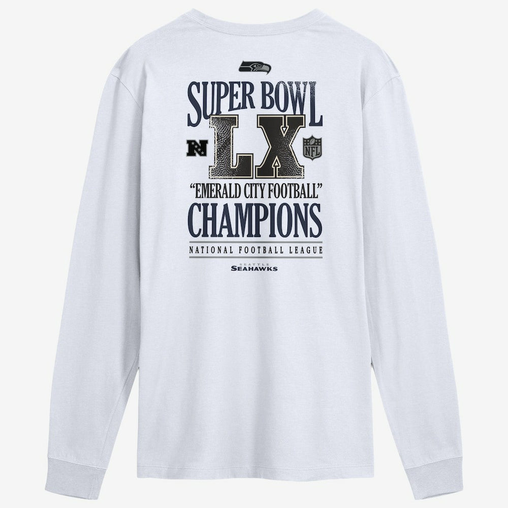 Seattle Seahawks Super Bowl LX Champions Long Ball Long Sleeve T-Shirt White | Nike for Sale