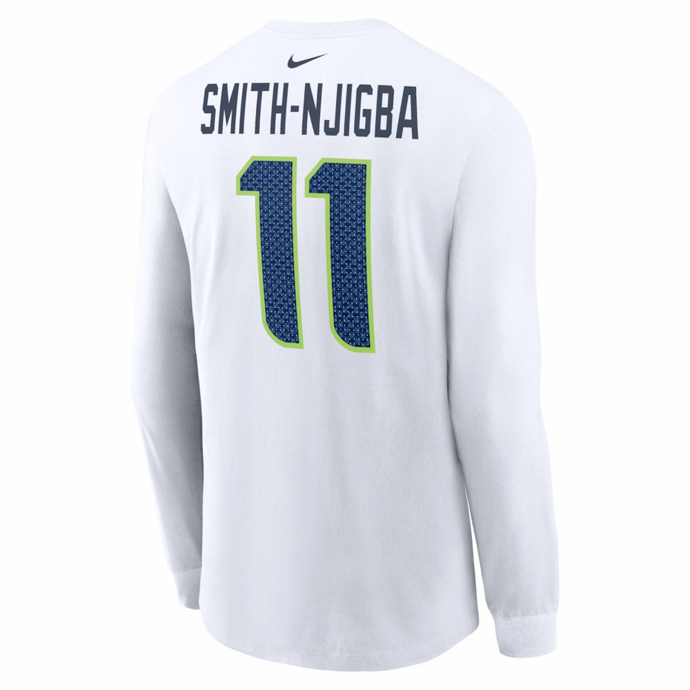 Jaxon Smith-Njigba Seattle Seahawks Super Bowl LX Champions Patch Name & Number Long Sleeve T-Shirt White | Nike for Sale